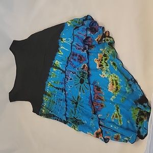 Short-long layered summer top. Tie-dye blue. Fits like a M. No tags.
